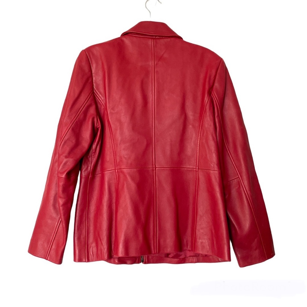 Liz Claiborne Red Leather Jacket Size Medium - Picture 4 of 13